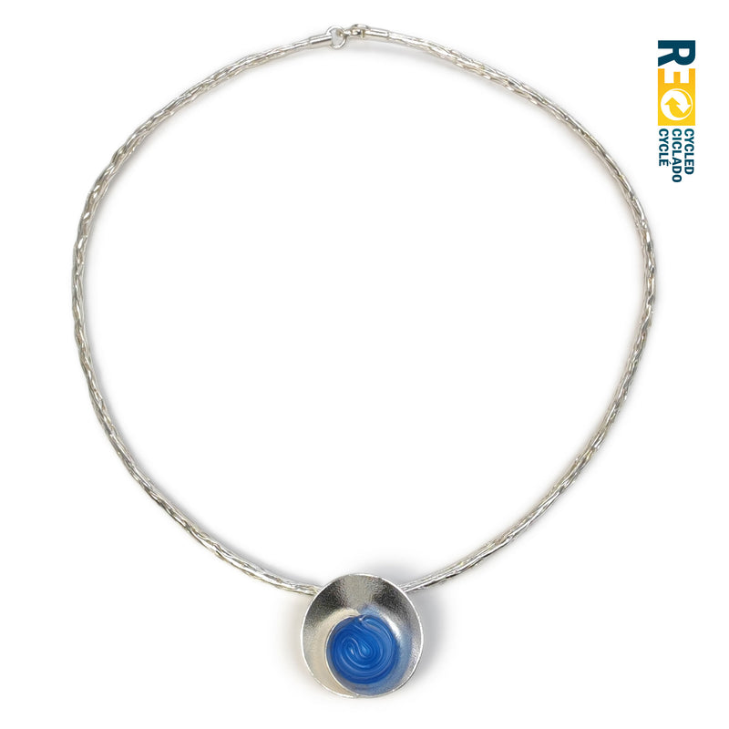 ECOSENS NECKLACE - Handmade - Fine silver 999 & sterling silver 925 - Recycled bottle cap plastic liners