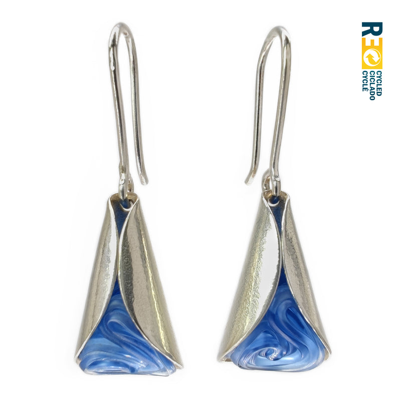 ECOLOVA EARRINGS - Handmade - Sterling silver 925 - Recycled bottle cap plastic liners