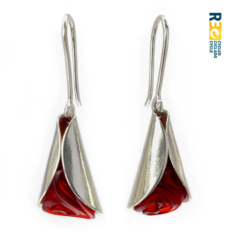 ECOLOVA EARRINGS - Handmade - Sterling silver 925 - Recycled bottle cap plastic liners