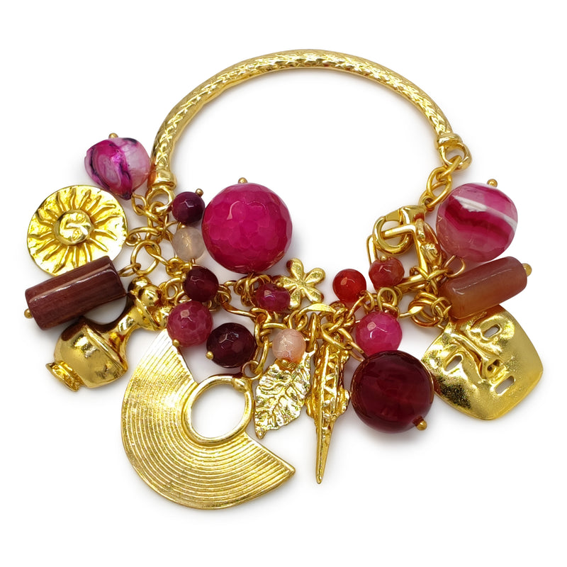 ENCANTO BRACELET - Handmade - 24K gold-plated - Agates, mother-of-pearl