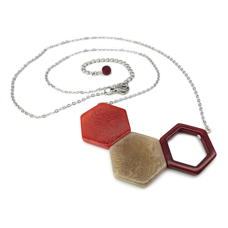 TRIPTYCH NECKLACE - Handmade - Stainless steel - Tagua (vegetable ivory)