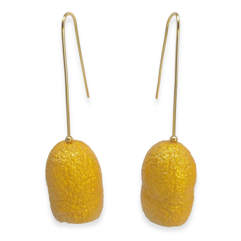 COCOON CLASSIC EARRINGS - Handmade - 24K gold-plated - Silk cocoons