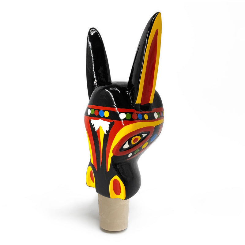 DECORATIVE BOTTLE STOPPER - The carnival donkey - Hand-carved and painted wood