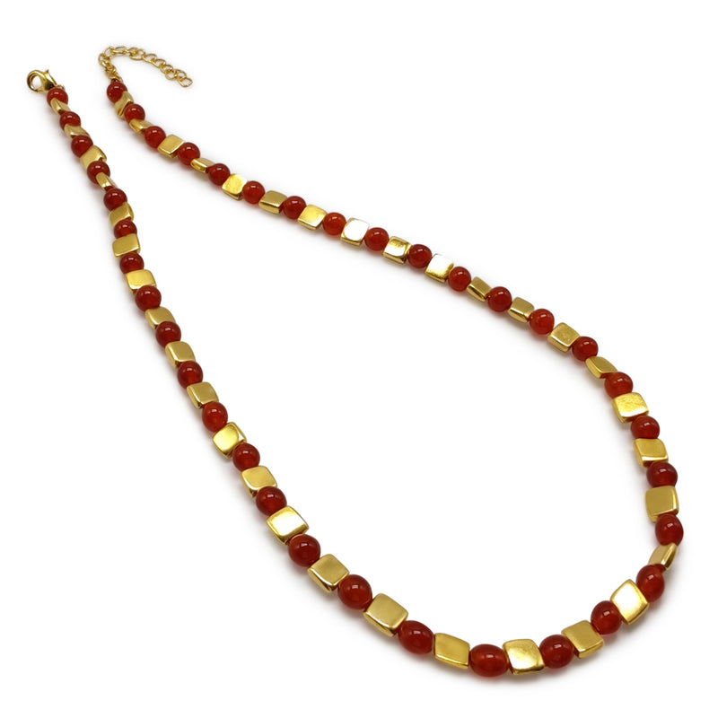 COLAR DORA - Feito à mão - Banhado a ouro de 24 quilates - Ágatas