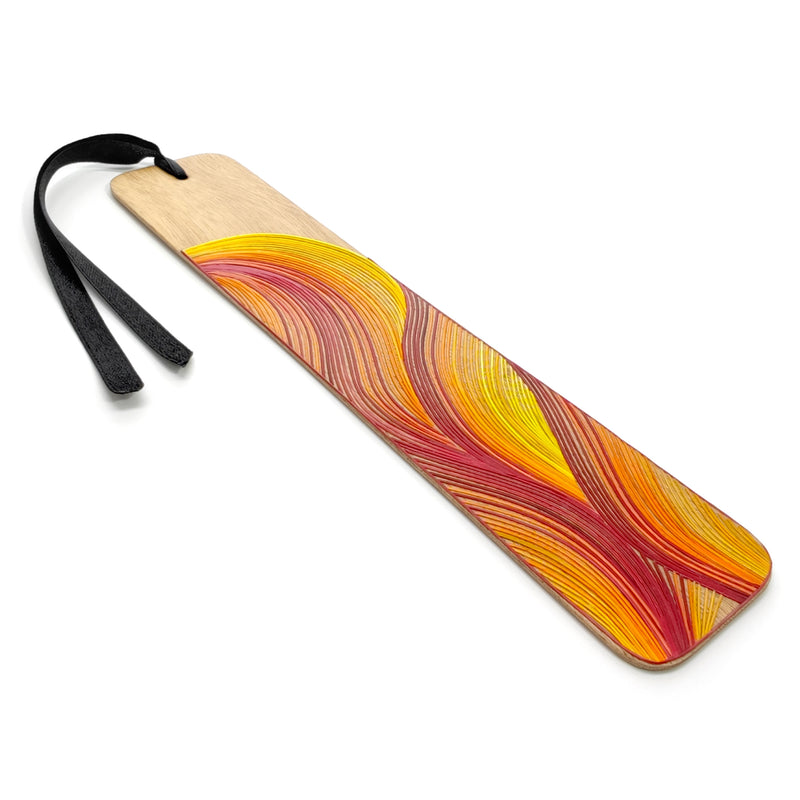 FIRE BOOKMARK - THE FOUR ELEMENTS COLLECTION - Tamo art - Light wood decorated with wheat and barley stalks (straw marquetry)