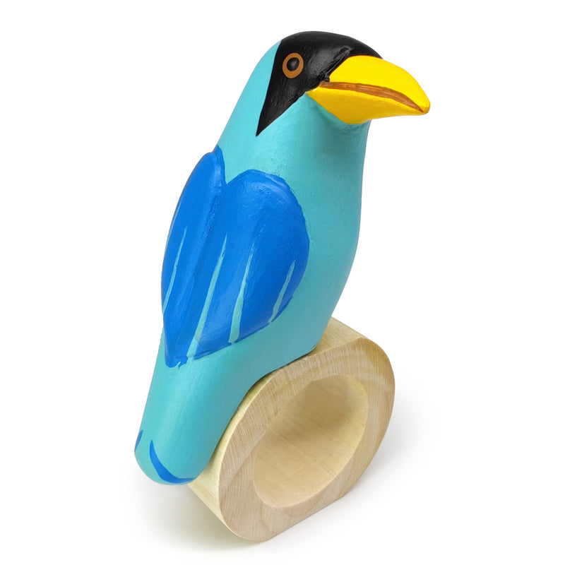 ANILLO DE SERVILLETA DECORATIVO - Quetzal - Madera tallada y pintada a mano