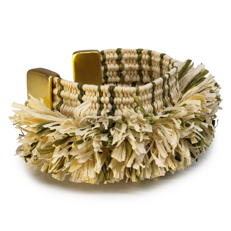 BRACELET MAÏZA - Fabrication artisanale - Doré à l'or fin 24 carats - Feuilles de maïs