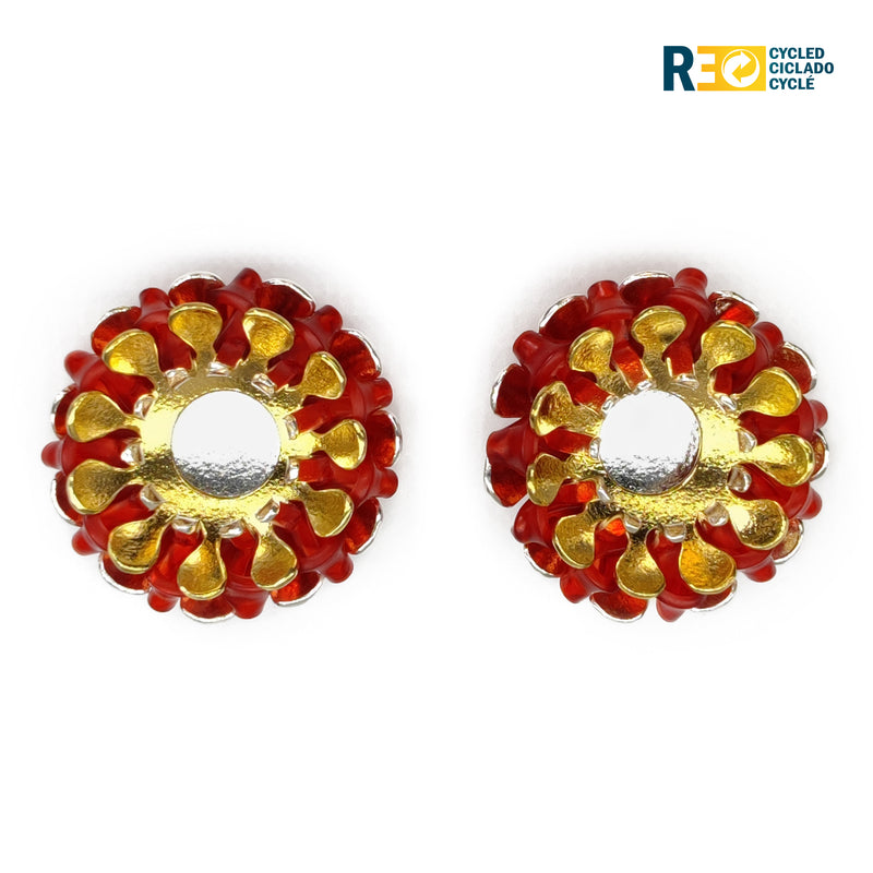 ECOSOL EARRINGS - Handmade - Sterling silver 925 and 24K gold-plated - Recycled bottle cap plastic liners