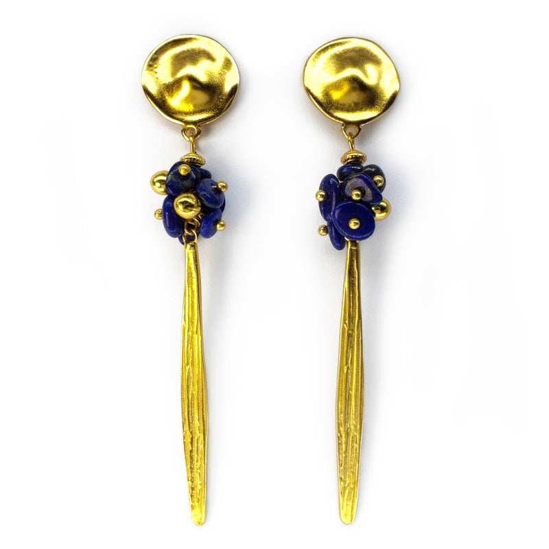 BRINCOS AZULI - Feitos à mão - Banhados a ouro de 24 quilates - Lápis-lazúli