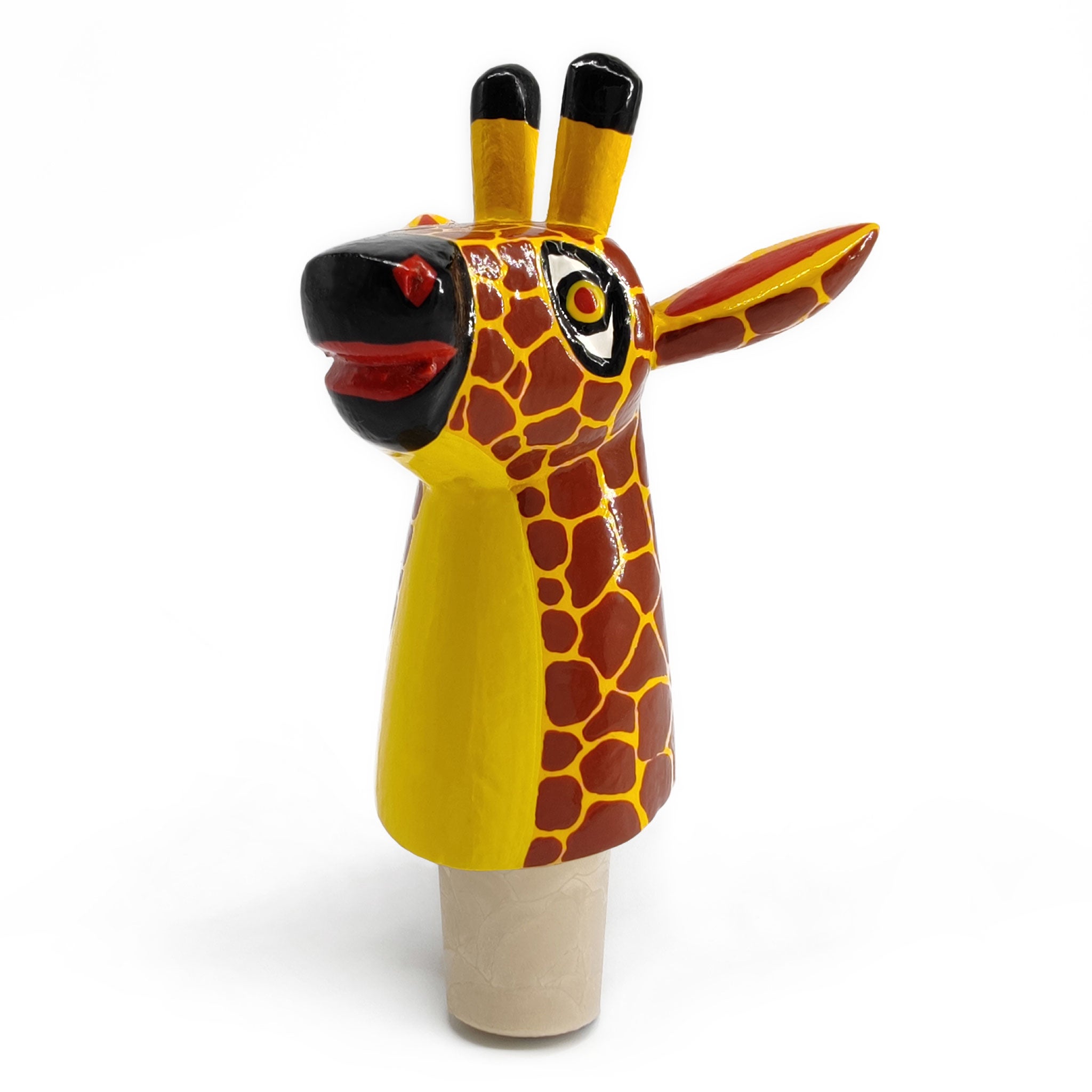 DECORATIVE BOTTLE STOPPER - The carnival giraffe - Hand-carved and