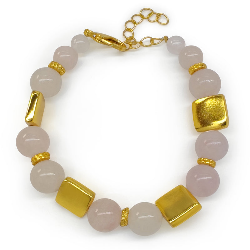 PULSEIRA QUIMBAYA - Feita à mão - Banhada a ouro de 24 quilates - Ágatas