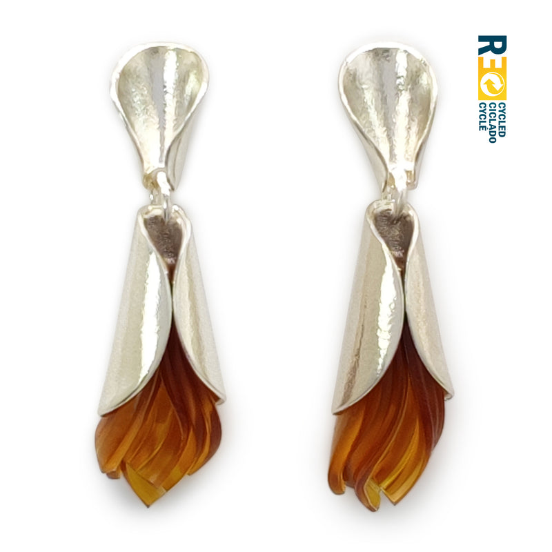 ECOTHEA EARRINGS - Handmade - Sterling silver 925 - Recycled bottle cap plastic liners