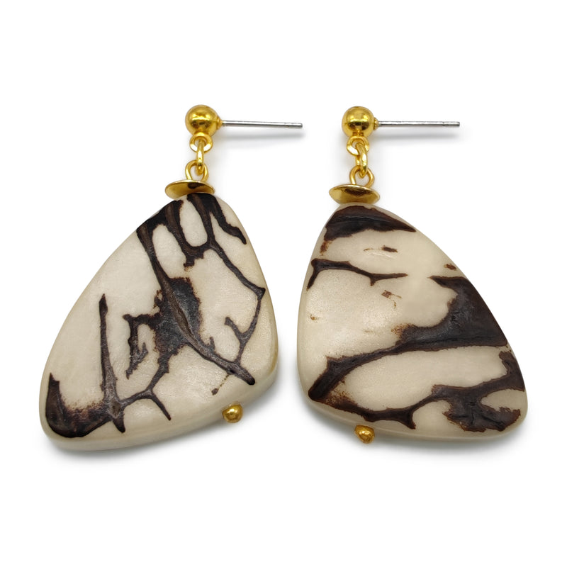 MARIPOSA EARRINGS - Handmade - 24K gold-plated - Tagua (vegetable ivory)