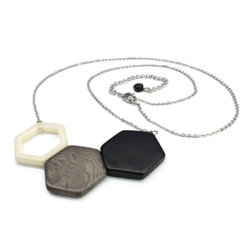 TRIPTYCH NECKLACE - Handmade - Stainless steel - Tagua (vegetable ivory)
