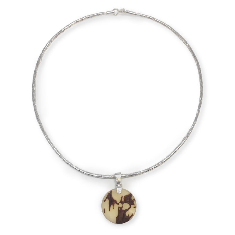 YARA NECKLACE - Handmade - Fine silver 999 & sterling silver 925 - Tagua (vegetable ivory)