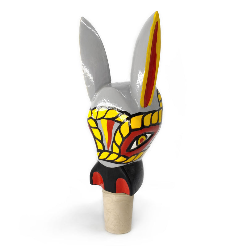 DECORATIVE BOTTLE STOPPER - The carnival donkey - Hand-carved and painted wood