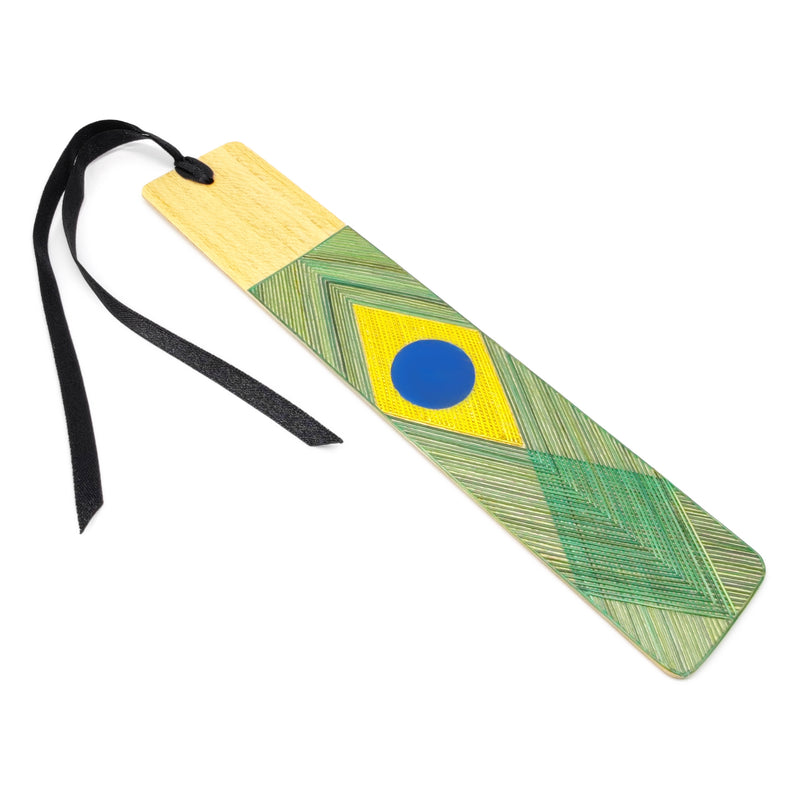 BRAZIL BOOKMARK - NATIONAL TEAMS COLLECTION - Tamo art - Light wood decorated with wheat and barley stalks (straw marquetry)
