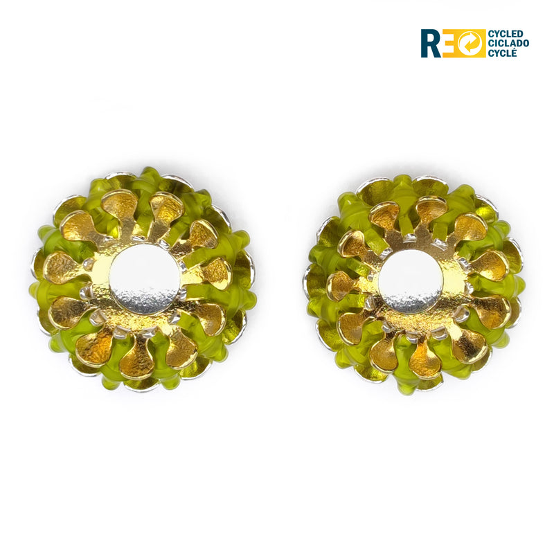 ECOSOL EARRINGS - Handmade - Sterling silver 925 and 24K gold-plated - Recycled bottle cap plastic liners