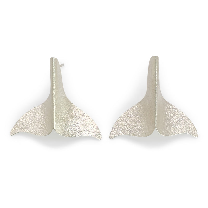 MARINA WHALE TAIL EARRINGS - Handmade - Silver