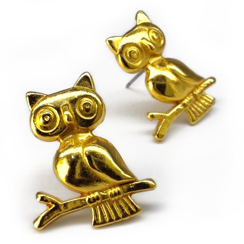 BRINCOS OWLIE - Feitos à mão - Banhados a ouro de 24 quilates