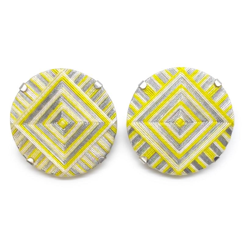 FILUM EARRINGS - Handmade - 925 sterling silver - Woven threads on wood