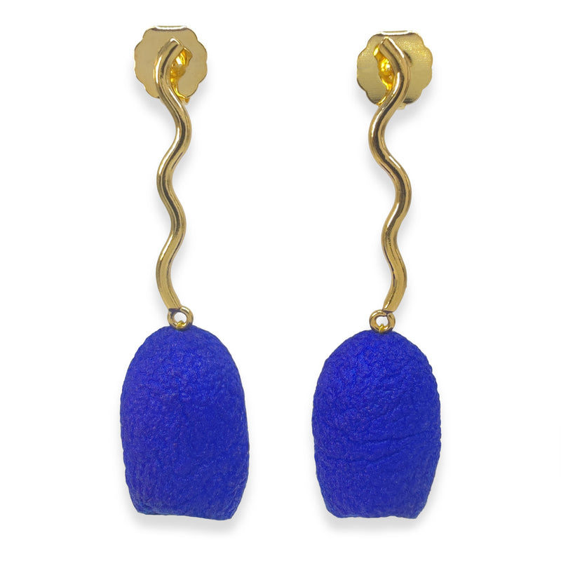 COCOON ECHO EARRINGS - Handmade - 24K gold-plated - Silk cocoons