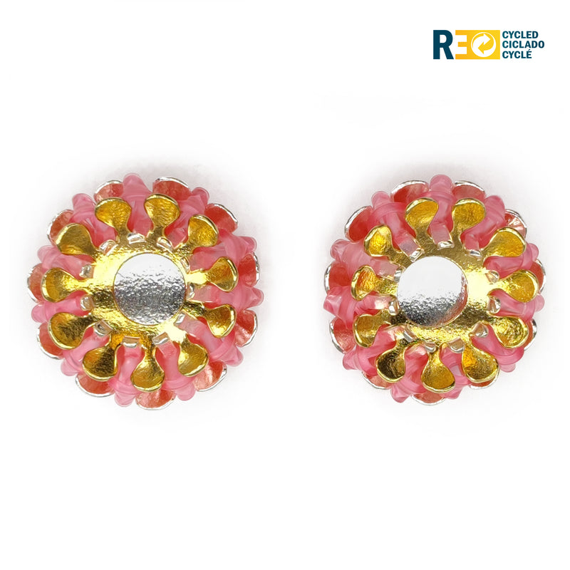 ECOSOL EARRINGS - Handmade - Sterling silver 925 and 24K gold-plated - Recycled bottle cap plastic liners