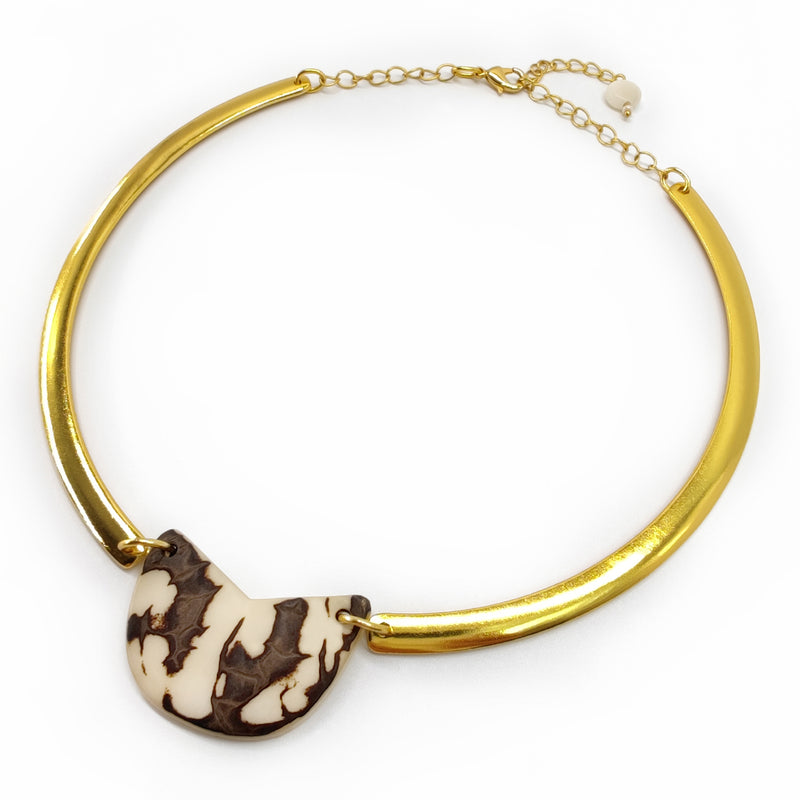 NOZELA NECKLACE - Handmade - 24K gold-plated - Tagua (vegetable ivory)