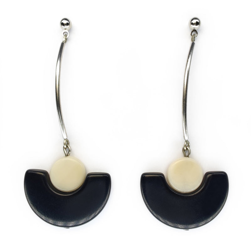 LUNA EARRINGS - Handmade - Stainless steel - Tagua (vegetable ivory)