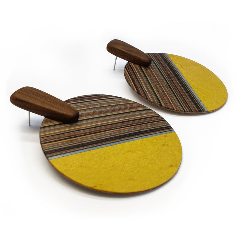 WOODIE SOL EARRINGS - Handmade - Plywood (3 crossed-laid layers of wood veneer)