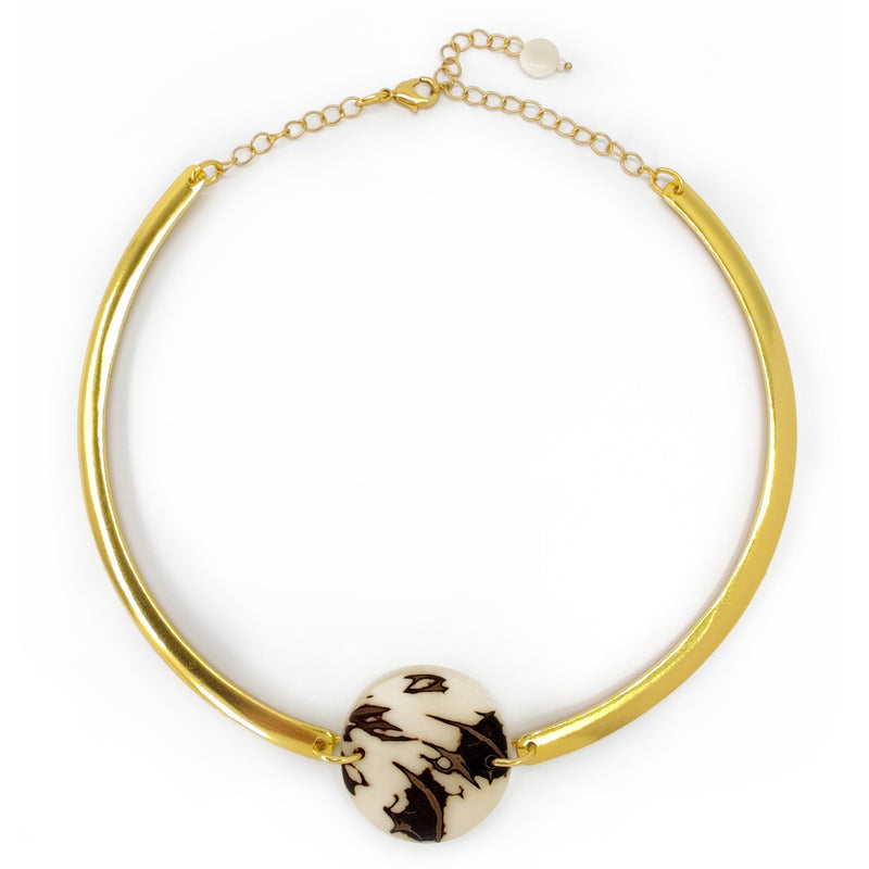 MARISOL NECKLACE - Handmade - 24K gold-plated - Tagua (vegetable ivory)
