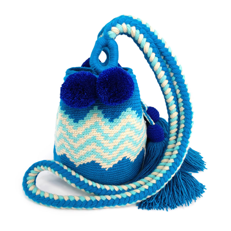 MALA WAYUU PALOMINO - Tamanho MINI - Feita à mão em crochet por mulheres da comunidade indígena Wayuu em La Guajira (Colômbia)