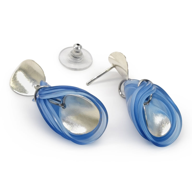 ECOGLOW EARRINGS - Handmade - Sterling silver 925 - Recycled bottle cap plastic liners