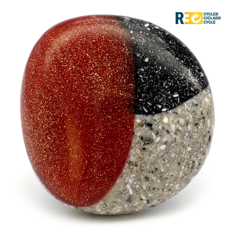 GRANITA RING - Handmade - Adjustable - Dark and light crushed cement, bronze powder