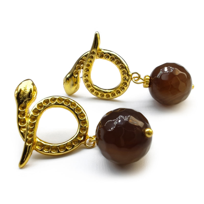 SERPENTIA EARRINGS - Handmade - 24K gold-plated - Agate