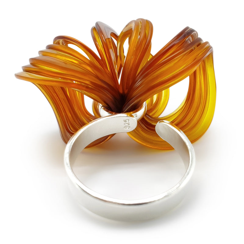 ECOBLOOM RING - Handmade - Adjustable - Sterling silver 925 - Recycled bottle cap plastic liners