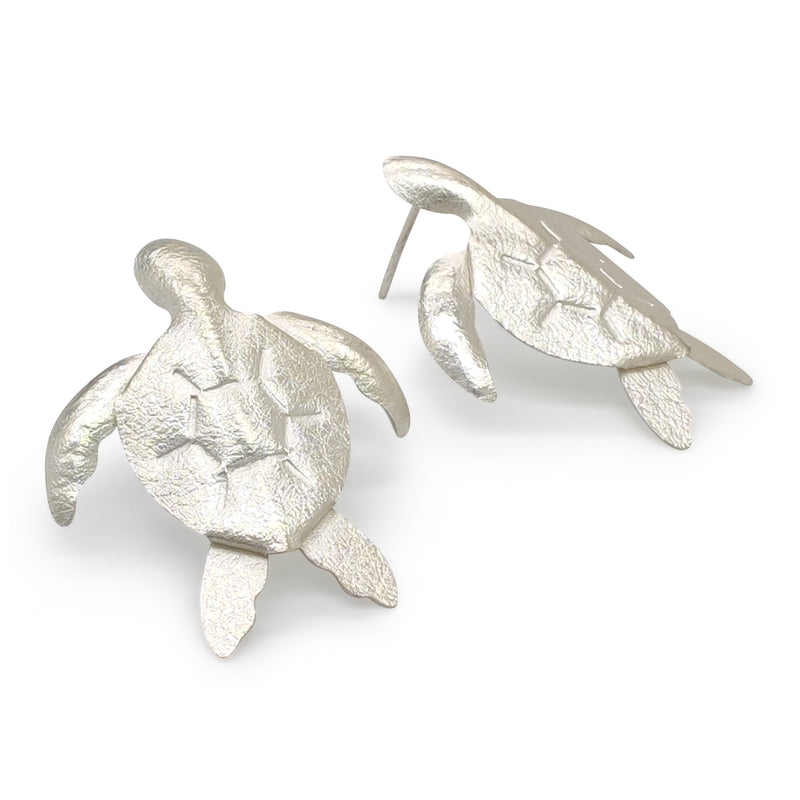 MARINA TURTLE EARRINGS - Handmade - Silver