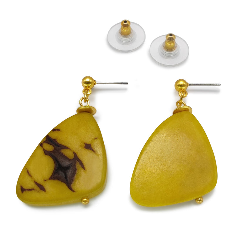 MARIPOSA EARRINGS - Handmade - 24K gold-plated - Tagua (vegetable ivory)