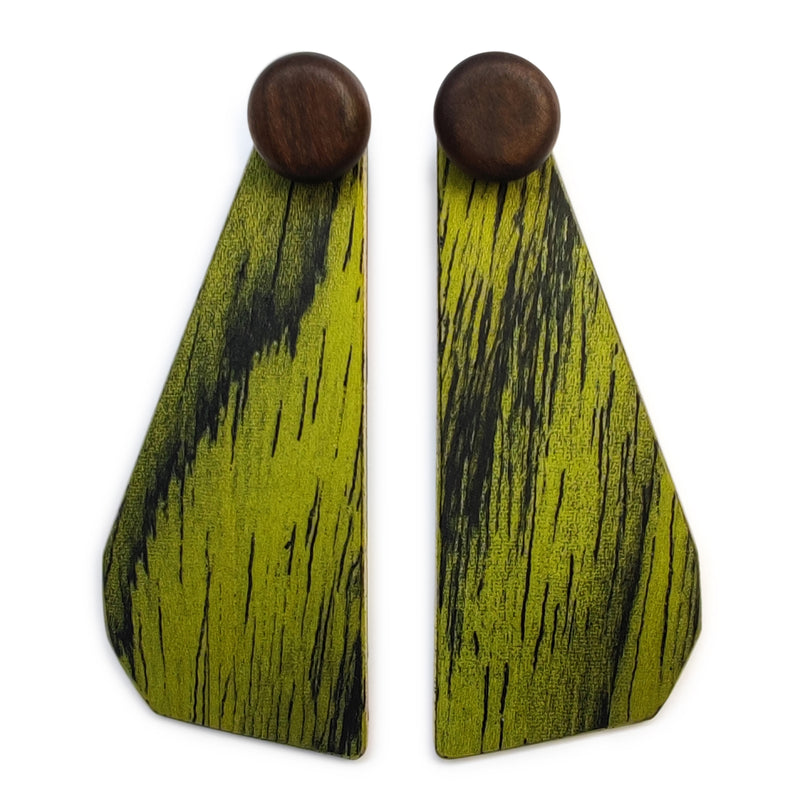 WOODIE TRIO EARRINGS - Handmade - Reversible - Plywood (3 crossed-laid layers of wood veneer)