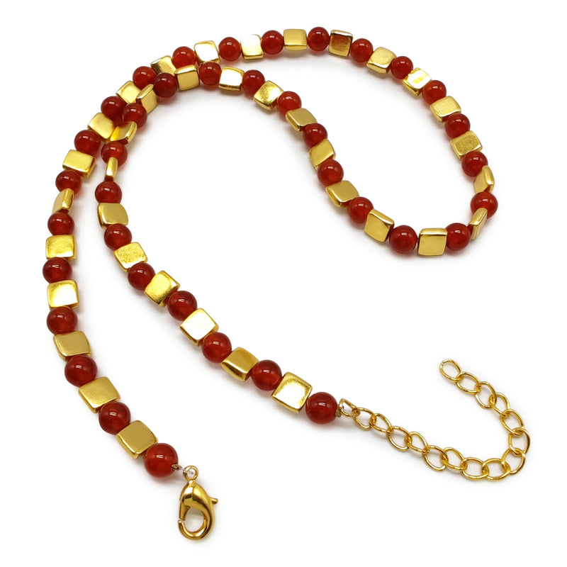 COLAR DORA - Feito à mão - Banhado a ouro de 24 quilates - Ágatas