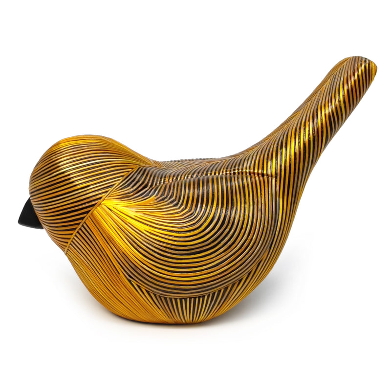 ANDEAN DECORATIVE BIRD - Tamo art - Wood decorated with wheat and barley stalks (straw marquetry)