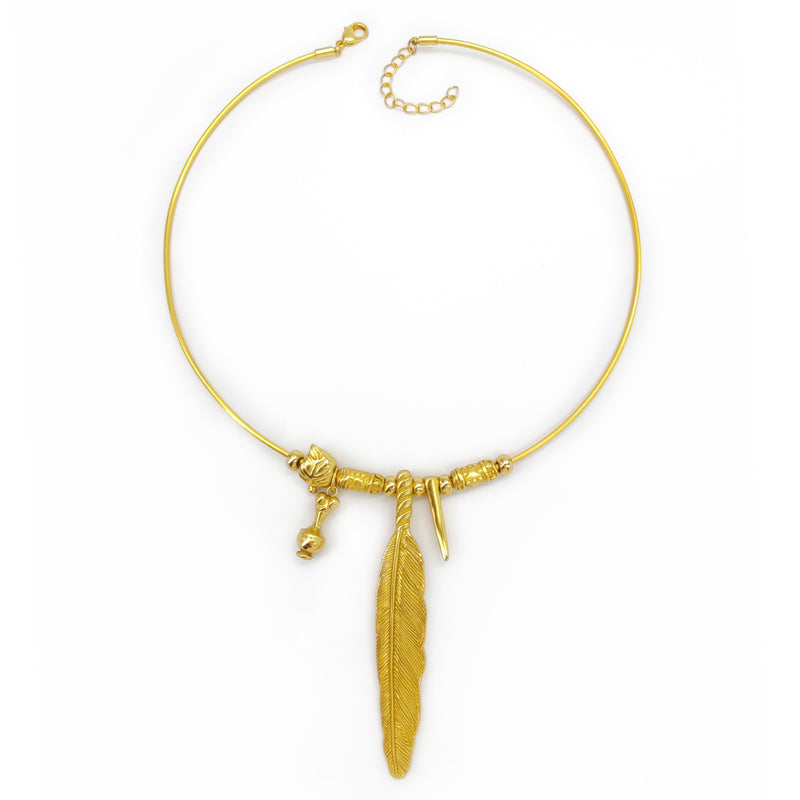 PLUMA NECKLACE - Handmade - 24K gold-plated