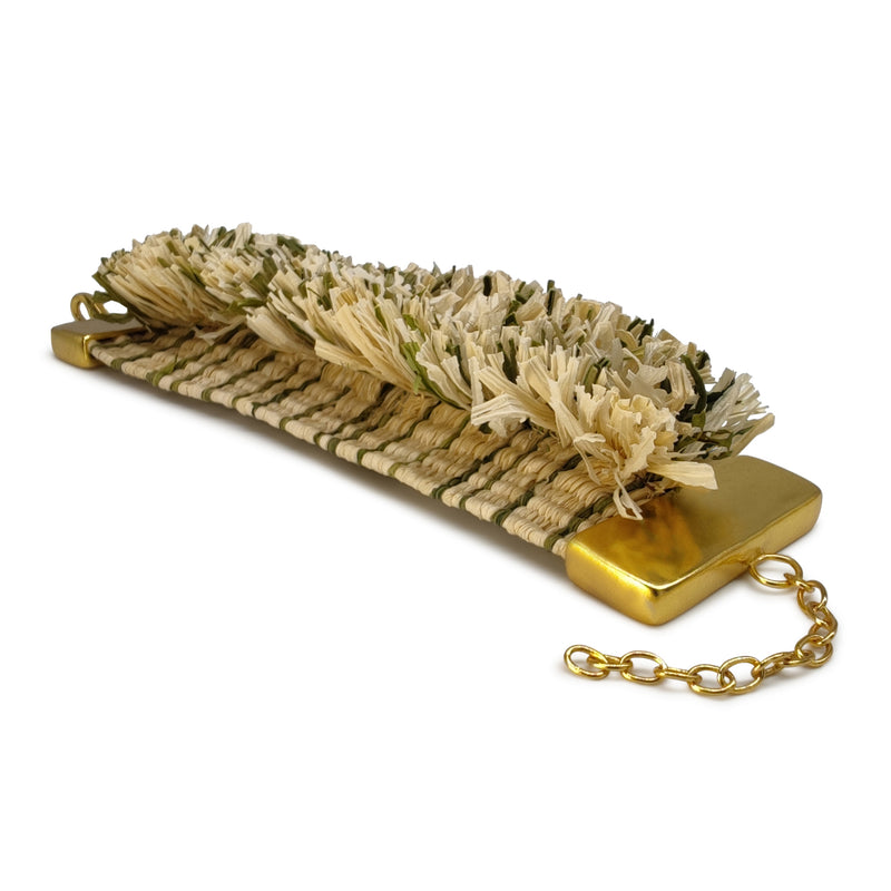 BRACELET MAÏZA - Fabrication artisanale - Doré à l'or fin 24 carats - Feuilles de maïs