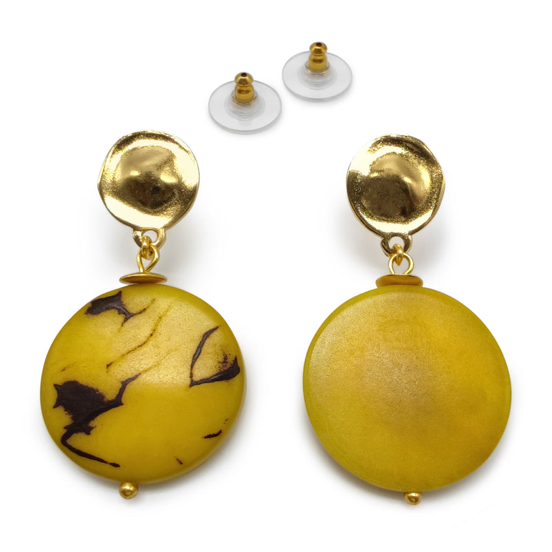 SOLISE EARRINGS - Handmade - 24K gold-plated - Tagua (vegetable ivory)