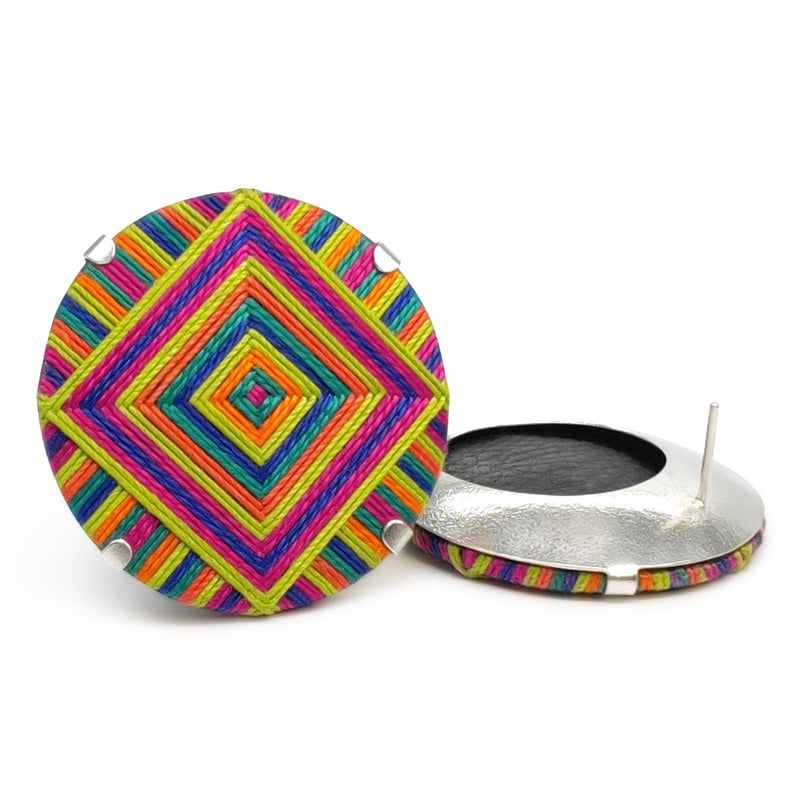 BOUCLES D'OREILLES FILUM - Fabrication artisanale - Argent sterling 925 - Fils tissés sur bois