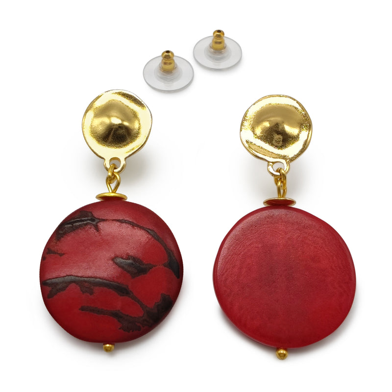SOLISE EARRINGS - Handmade - 24K gold-plated - Tagua (vegetable ivory)