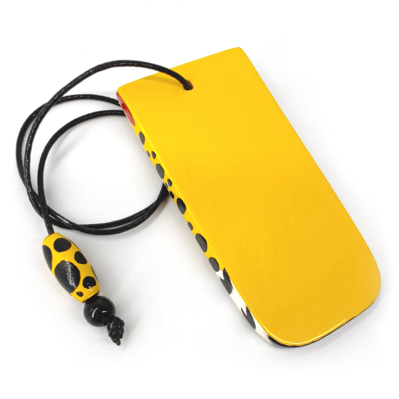 MINI BOOKMARK - The carnival jaguar - Hand-carved and painted wood, strong and long-lasting cord