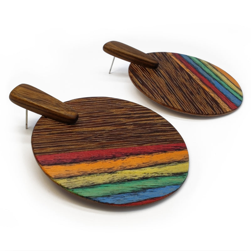 WOODIE SOL EARRINGS - Handmade - Plywood (3 crossed-laid layers of wood veneer)