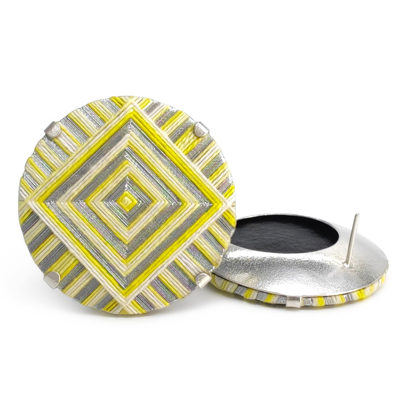 FILUM EARRINGS - Handmade - 925 sterling silver - Woven threads on wood