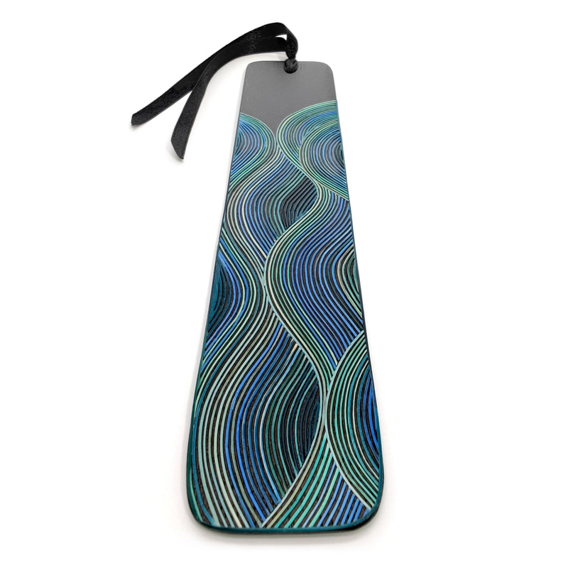 WATER BOOKMARK - THE FOUR ELEMENTS COLLECTION - Tamo art - Dark wood decorated with wheat and barley stalks (straw marquetry)